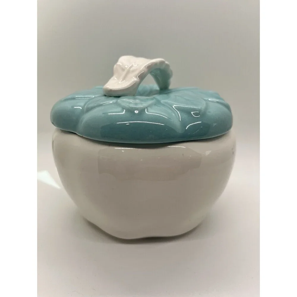 Ceramic Bowl w/Lid for Serving Dips Turquoise Hoenig California Pottery